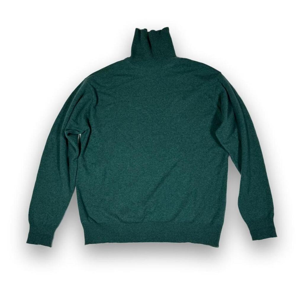 Belford Men's Medium 100% Cashmere Jade Green Mock Neck Pullover Sweater M